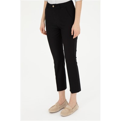 Kadın Siyah Toothpick Fit Kanvas Pantolon