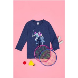 Çocuk Mavi Bisiklet Yaka Sweatshirt