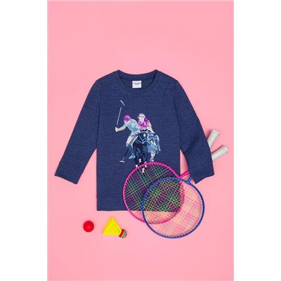 Çocuk Mavi Bisiklet Yaka Sweatshirt