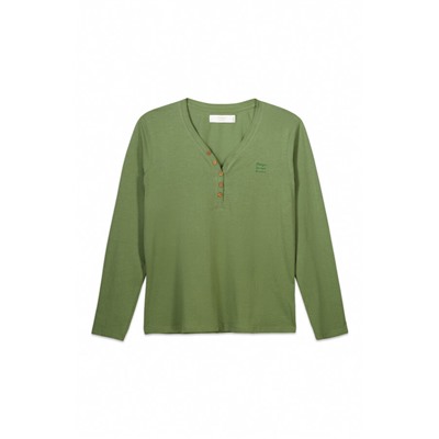Camiseta lisa manga larga 100% algodón verde