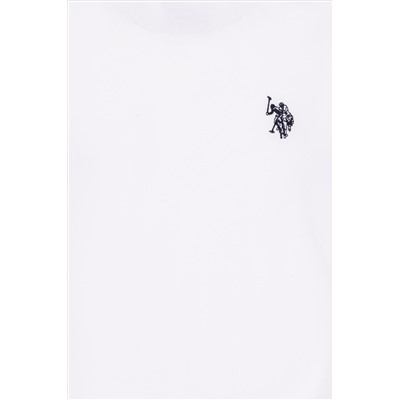 Erkek Çocuk Beyaz Basic Bisiklet Yaka Sweatshirt