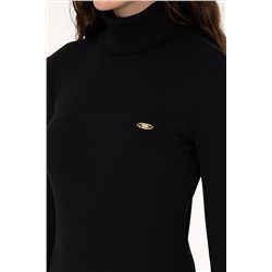 Kadın Siyah Balıkçı Yaka Sweatshırt