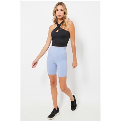 Leggings ciclista de compresión cintura alta - Azul claro