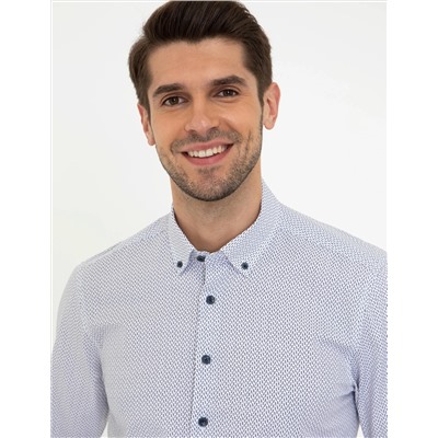 Lacivert Slim Fit Uzun Kollu Gömlek