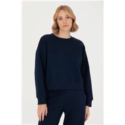 Kadın Lacivert Bisiklet Yaka Sweatshirt