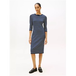 Puff-Sleeve Rib-Knit Dress