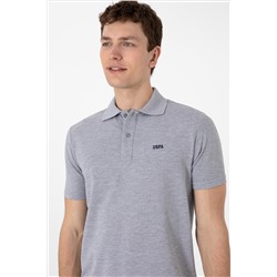 Erkek Regular Fit Polo Yaka Gri Melanj Basic Tişört