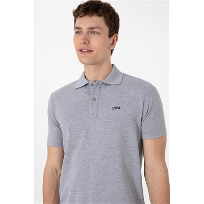 Erkek Regular Fit Polo Yaka Gri Melanj Basic Tişört