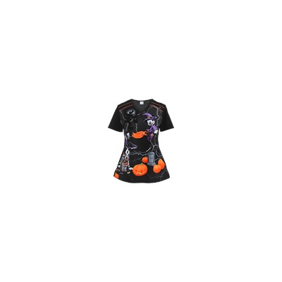 Cherokee Tooniforms Scrubs Witching Hour Print Top