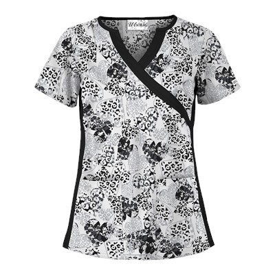 UA Splash Of Love White V-Neck Scrub Top