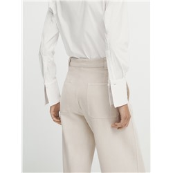 Pantalón ancho cropped mezcla algodón