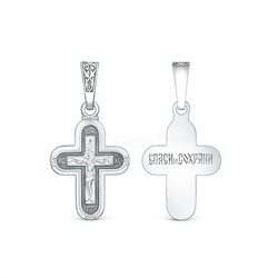 Крест из чернёного серебра - Спаси и сохрани, 2,9 см 00-0017-2