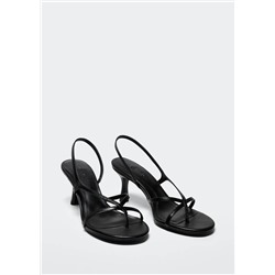 Sandalia piel tacón tiras -  Mujer | MANGO OUTLET Melilla