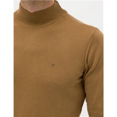 Camel Melanj Slim Fit Yarım Balıkçı Basic Triko Kazak