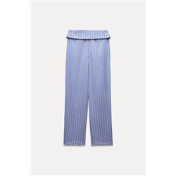 STRIPED TROUSERS WITH TURN-DOWN WAIST