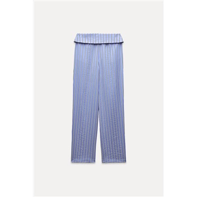 STRIPED TROUSERS WITH TURN-DOWN WAIST