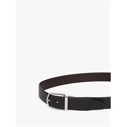 Round Buckle Reversible Leather Belt