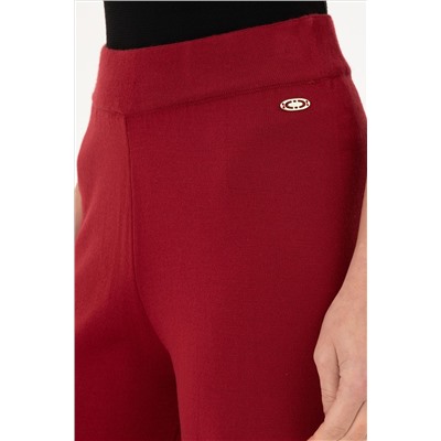 Kadın Vişne Loose Fit Triko Pantolon