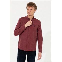 Erkek Bordo Uzun Kollu Basic Gömlek