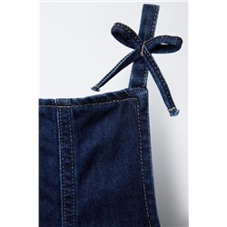 DENIM DUNGAREES WITH BOWS