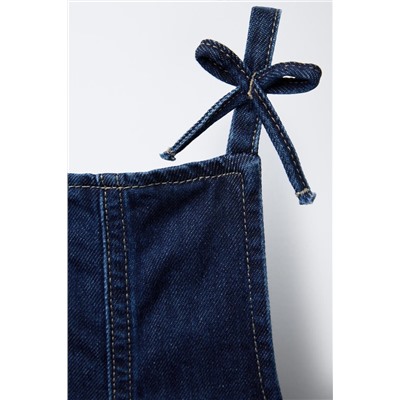 DENIM DUNGAREES WITH BOWS
