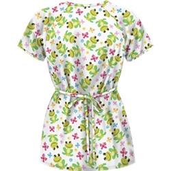 UA Froggy Bliss White Mock Wrap Print Scrub Top