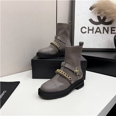 Женские ботинки с тканевым голенищем   Chane*l 🤍