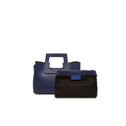 Bolso de piel y neceser Jini Azul marino