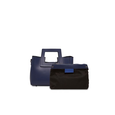 Bolso de piel y neceser Jini Azul marino