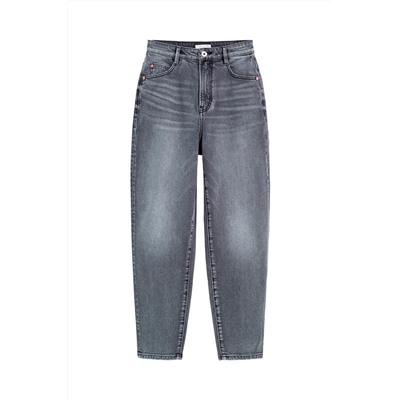 Vaquero mom 7/8 tiro alto Gris