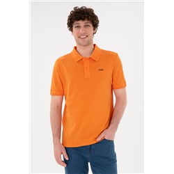 Erkek Regular Fit Polo Yaka Turuncu Basic Tişört