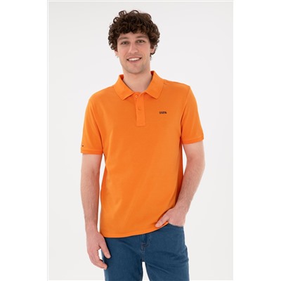 Erkek Regular Fit Polo Yaka Turuncu Basic Tişört