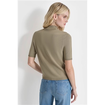 MOCK NECK LOGO SWEATER