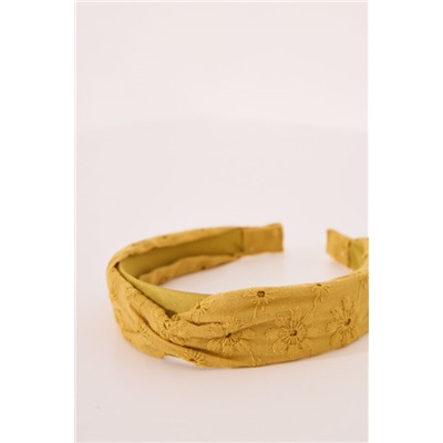 Diadema pelo bordado suizo mostaza