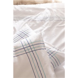 Holly King Size %100 Pamuk Nevresim Takımı - Beyaz/Turkuaz