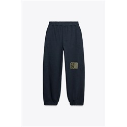 EMBROIDERED NUMBER PLUSH TROUSERS