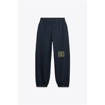 EMBROIDERED NUMBER PLUSH TROUSERS