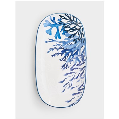 Набор, 2 пр, блюдо/салатник, керамика К, белое/синий, Синие кораллы, Blue Coral