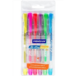 Pensan 2227 My-king Neon (fosforlu) Jel Tükenmez Kalem 1,0 Mm (6 Renk Set) Pe02227jk00n6 PENPEL-PE02227JK00N6