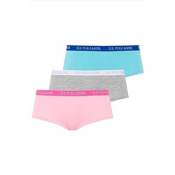 U.S. Polo Assn. Kadın 3 Lü Şort Külot-pembe&gri&mint 66115