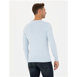 Açık Mavi Slim Fit Basic Kazak