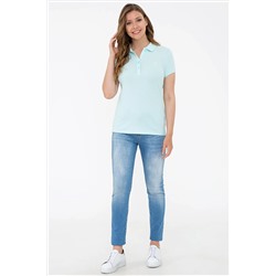 Kadın Su Yeşili Basic Polo Yaka Tişört