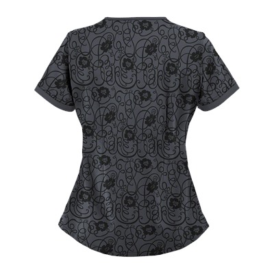 Advantage STRETCH by Butter-Soft™ Floral Conversation Pewter Stretch Scrub Top