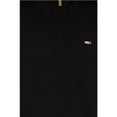 Kadın Siyah Dik Yaka Sweatshirt