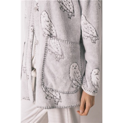 Bata corta tejido polar pelo gris "Hedwig"