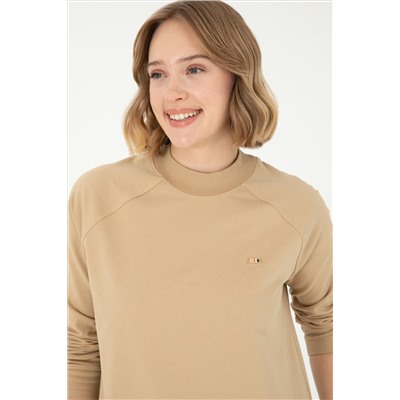Kadın Kum Bisiklet Yaka Sweatshirt