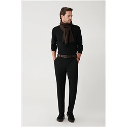 Avva Erkek Siyah Dokulu Slim Fit Örme Chino Pantolon A32Y3067