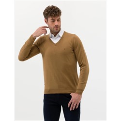 Camel Melanj Slim Fit V Yaka Basic Triko Kazak