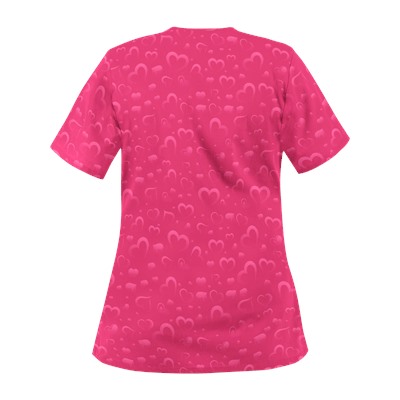 UA Forever Hearts Fuchsia Scrub Top