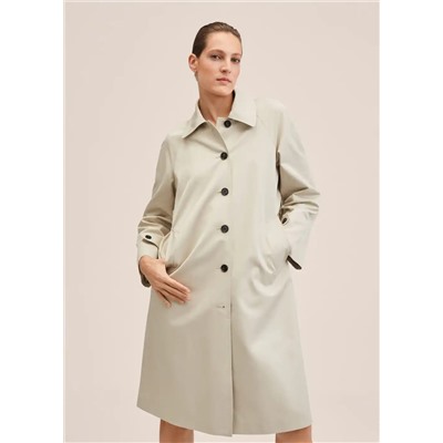 Gabardina algodón botones -  Mujer | MANGO OUTLET Melilla